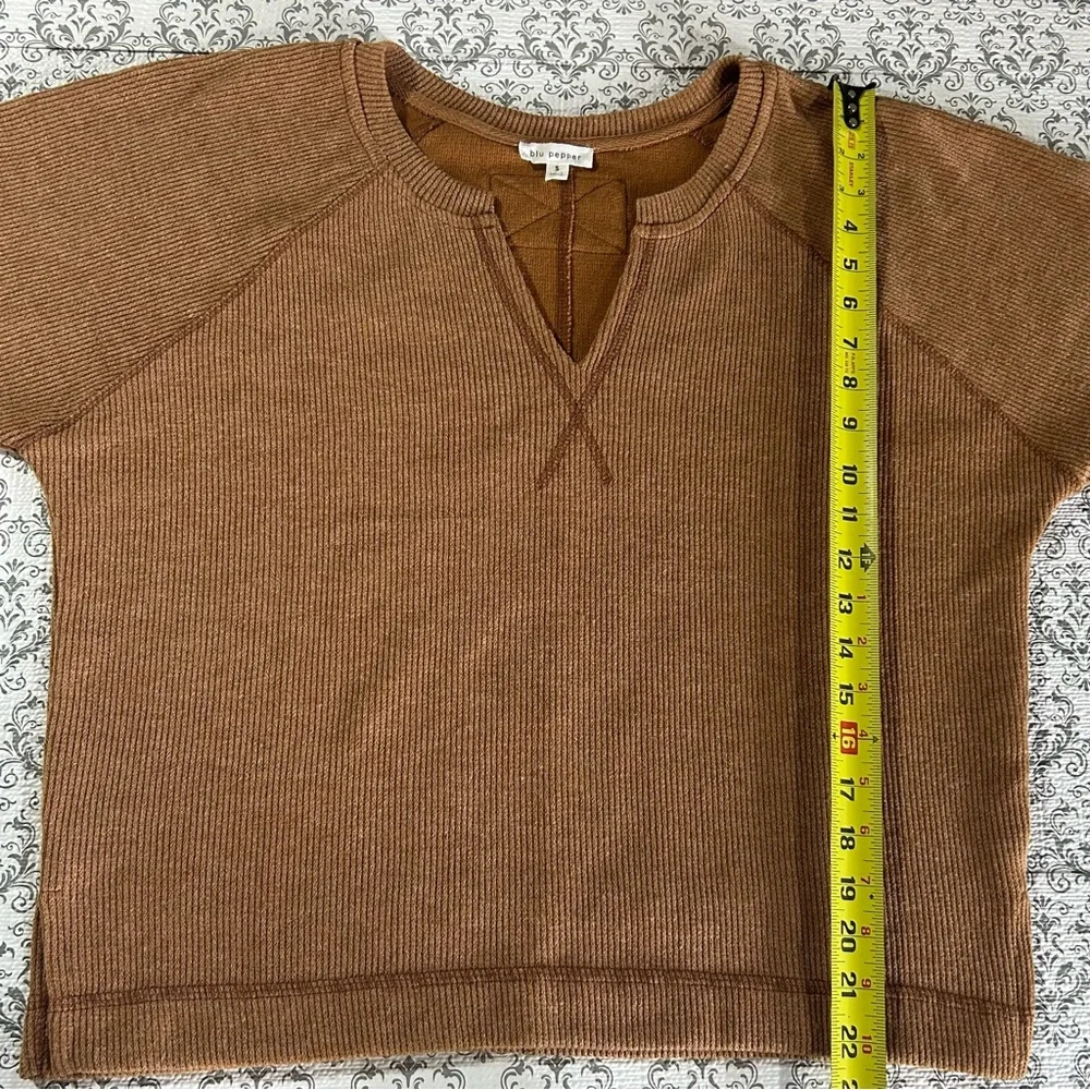 Blu Pepper Tan‎ V-Neck Sweater Relaxed Fit - Picture 13 of 14